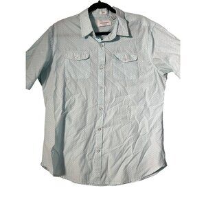Paper Denim & Cloth Mens Shirt Size Large Light Green Short Sleeve Button-Up Dot